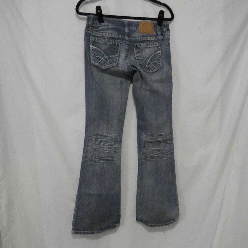AMETHYST | 14 inch waist measured | Distressed Faded Blue Flare Jeans - Picture 2 of 16